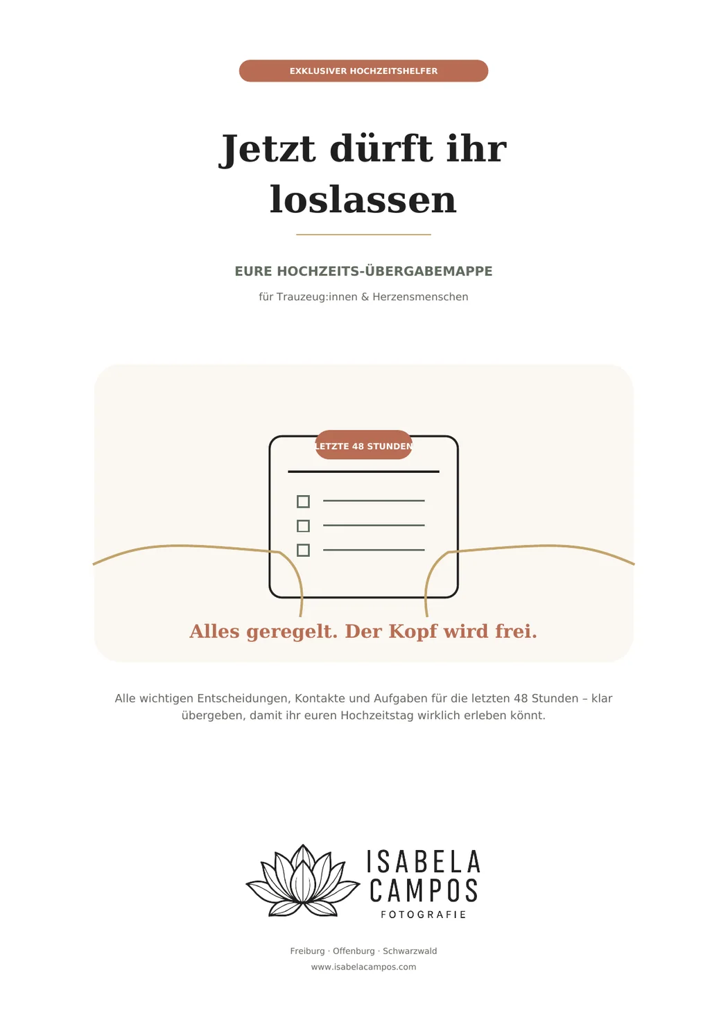 Cover der Hochzeits-Übergabemappe Jetzt dürft ihr loslassen