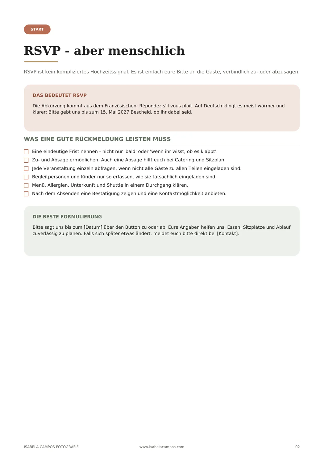 Vorschau einer RSVP-Checkliste aus dem Hochzeitswebsite-Guide