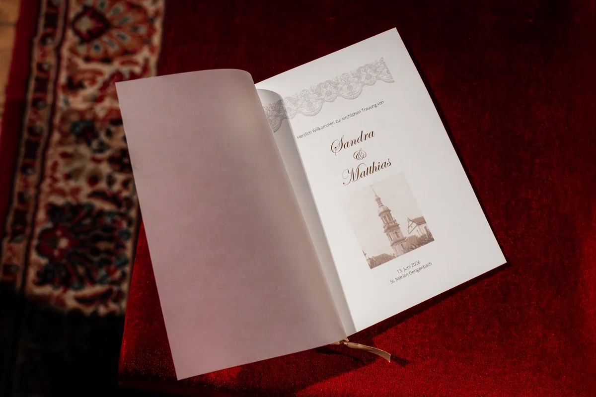 Kirchenheft von Sandra und Matthias in der Stadtkirche St. Marien